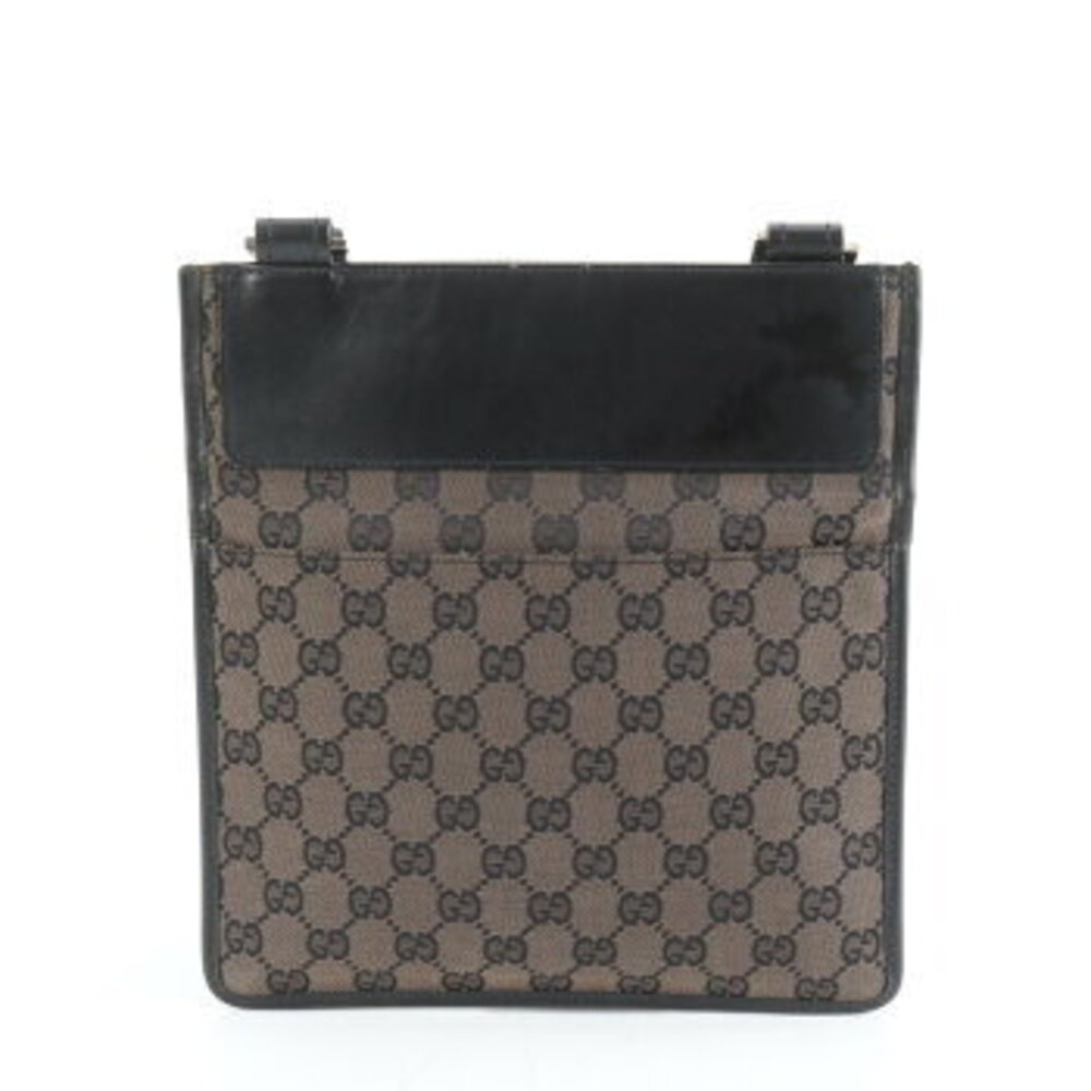Gucci canvas messenger GG leather MEE bag business shoulder brown - Picture 3 of 9